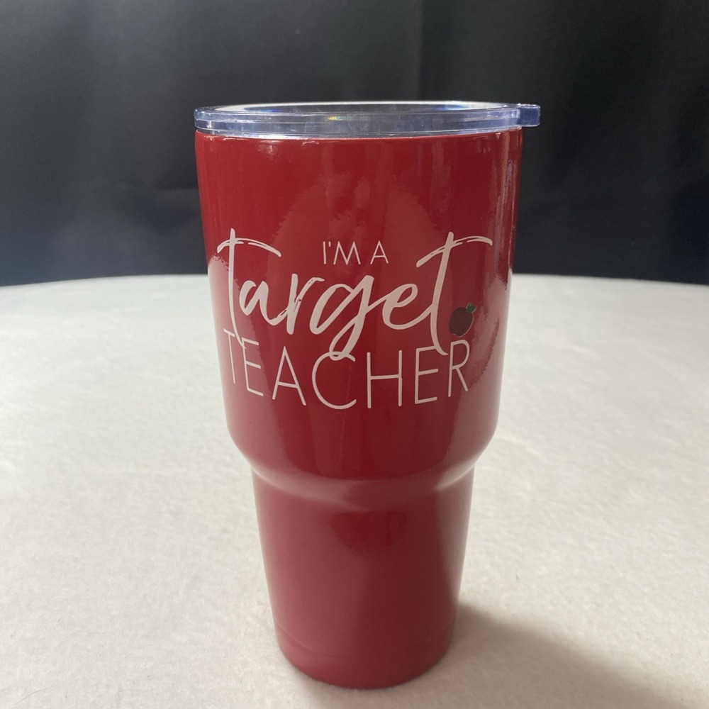 I'm A Target Teacher Insulated Travel Cup Tumbler 28 Oz Red Apple No‎ Straw